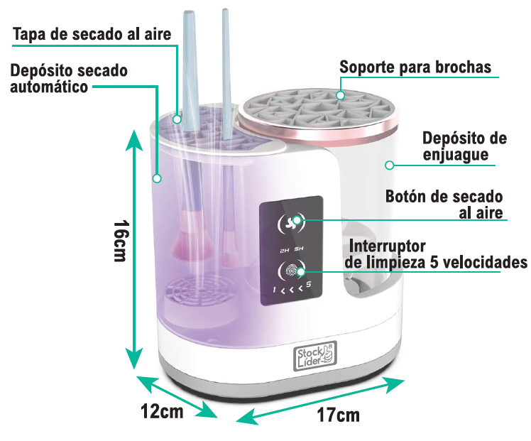 Nuvibell™-Limpiador de brochas de maquillaje 3 en 1