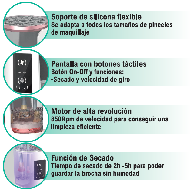 Nuvibell™-Limpiador de brochas de maquillaje 3 en 1